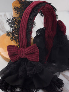 Gothic Lolita Headdress Lace Bow Two Tone Lolita Hair Accessory