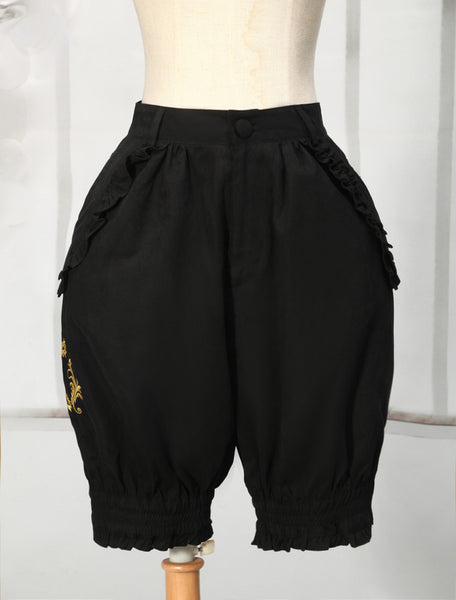 Black Cotton Blend Lolita Shorts 