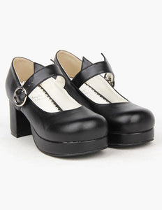 Black Round Toe PU Lolita Shoes for Girls