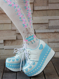 Lolita Platform Shoes Hearts High Platform Lolita Deck Shoes With Laciness