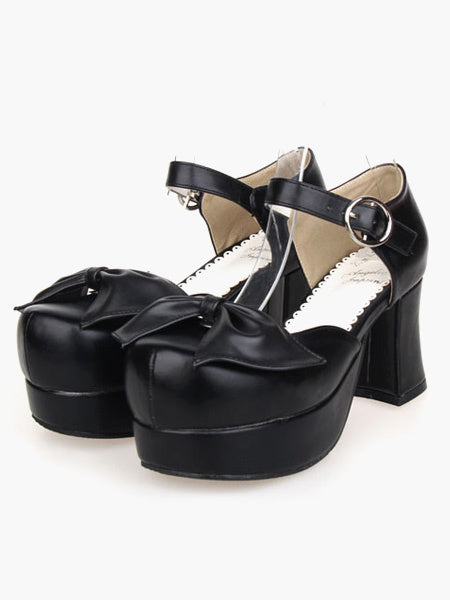 Lovely PU Leather Black Lolita Sandals