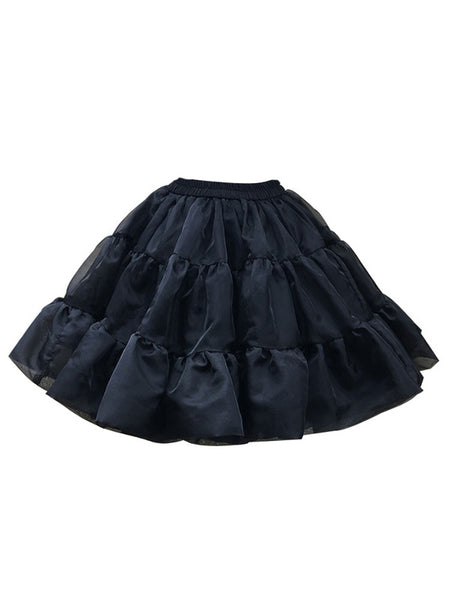 Classic Lolita Petticoat Pleated Ruffles Black Lolita Crinoline