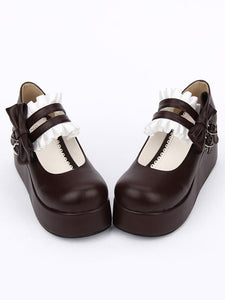 Sweet Lolita Shoes Black Round Toe Platform Low Top Mary Jane Shoes