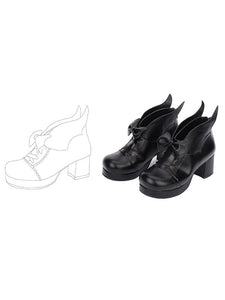 Gothic Lolita Shoes Bow Platform Chunky Heel Black Lolita Pumps