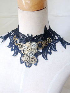 Steampunk Lolita Necklace Lace Metal Detail Two Tone Lolita Choker