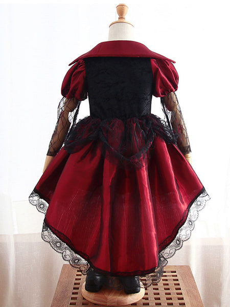 Lolita Dress For Children Gothic Lolita OP Dress Lace Trim Shimmering Burgundy Lolita One Piece Dress
