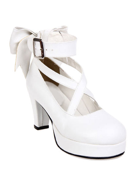 Sweet Platform Heels Lolita Shoes Ankle Straps Round Toe