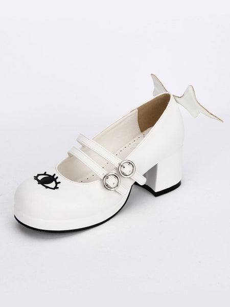 Gothic Lolita Shoes Double Strap Evil Wings Mary Jane Shoes