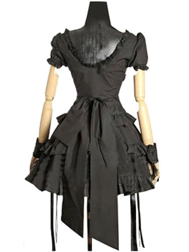 Black Cotton Gothic Lolita One-Piece for Women