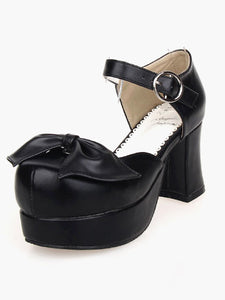 Lovely PU Leather Black Lolita Sandals