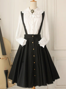 Classical Lolita Dress Cross Regression Lolita Salopette Button Suspender Skirt