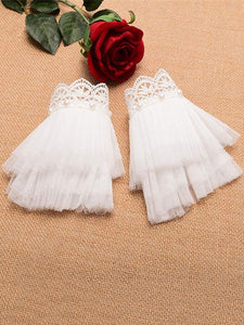 Classic Lolita Cuffs Lace Tulle Ruffles Layered White Lolita Accessories