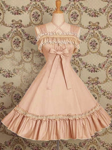 Classic Lolita JSK Dress Ruffles Soft Pink Lolita Jumper Skirts