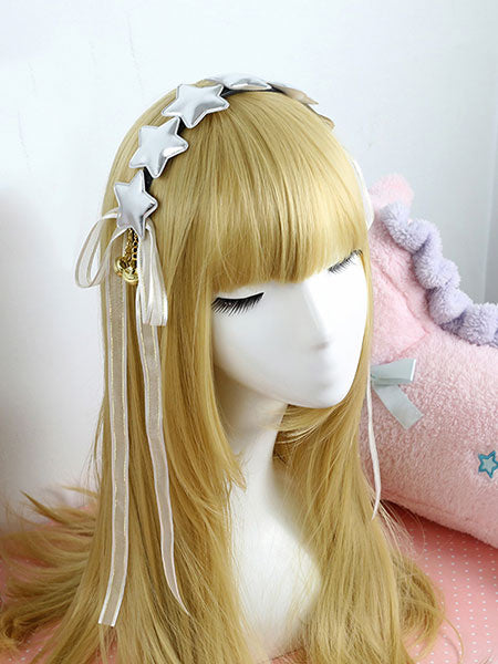 Sweet Lolita Headband Gold Star Ribbons Lolita Headpieces