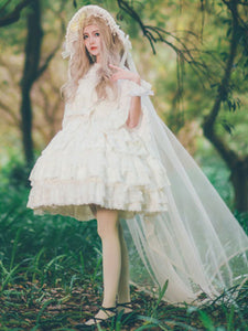 Lolita Wedding Dress OP White Chiffon Ruffle Lolita One Piece Dress