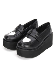 Gothic Lolita Shoes White Heart High Platform Heels Lolita Loafer Shoes