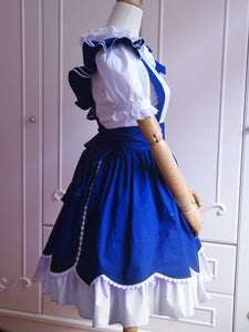 Sweet Blue Cotton Short Sleeves Lolita Outfits