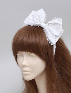 White Cotton Lolita Headbow Embroidery Trim
