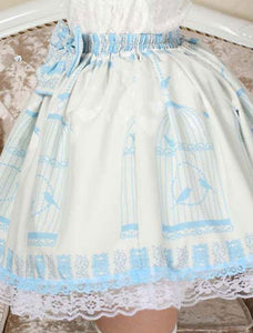 Elegant Blue Lace Bow Lolita Skirt