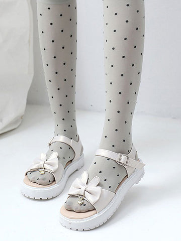 Classic Lolita Sandals Bow Buckled Platform PU Lolita Summer Shoes