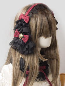 Gothic Lolita Headdress Lace Bow Two Tone Lolita Hair Accessory