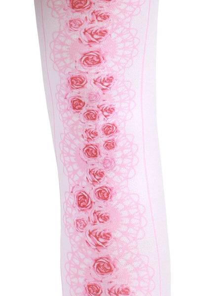 Sweet Lolita Socks Pink Floral Printed Lolita Stocking