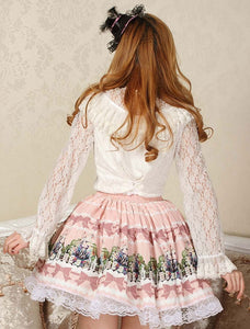 Lovely Pink Lace Printing Lolita Skirt