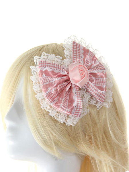 Pink Chic Lace Flower Bows Synthetic Lolita Hair Accessories
