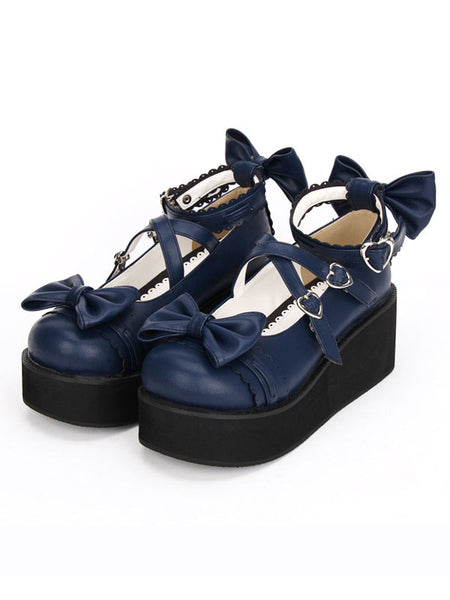 Gothic Lolita Shoes Cross Bows Platform Lolita Shoes Ankle Strap Lolita Platform Heels Shoes