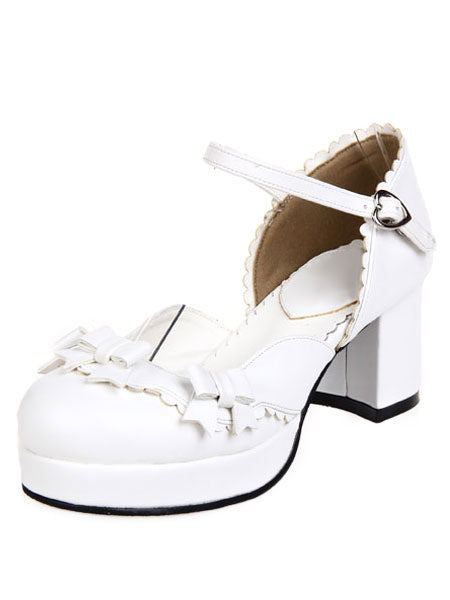 Sweet Chunky Heels Lolita Shoes Platform Strap Buckles Bows
