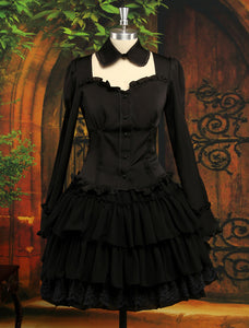 Classic Ruffles Long Sleeves Black Lolita Outfits