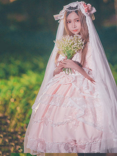 Lolita Wedding Dress OP White Chiffon Ruffle Lolita One Piece Dress