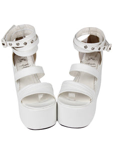 Fashion PU Leather White Lolita Sandals 