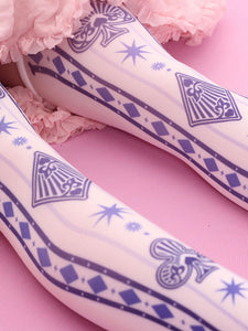 Gothic Lolita Socks Deep Blue Velvet Printed Lolita Stockings