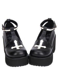Gothic Lolita Shoes Cross Platform Pumps Ankle Strap Gothic Lolita Shoes With Chunky Heel Pumps