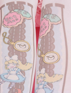 Sweet Lolita Socks Alice's Adventures In Wonderland Printed Chiffon Lolita Stocking