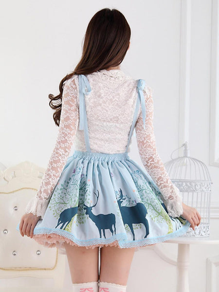 Angle Blue Lace Polyester Lolita Skirts