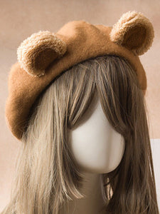 Sweet Lolita Beret Cute Bear Ear Wool Lolita Hat