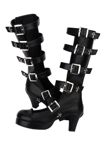 Gothic Lolita Boots Kitten Heel Platform Punk Style Buckle Boots With Buckle