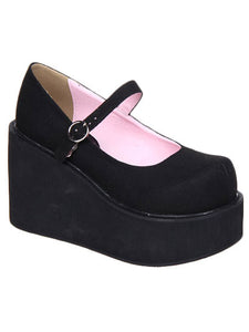 Lovely Street Wear Black Suede Leather Platform Lolita Shoes