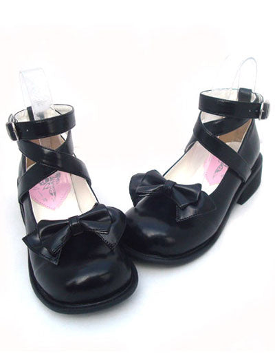 Black Bow PU Lolita Shoes