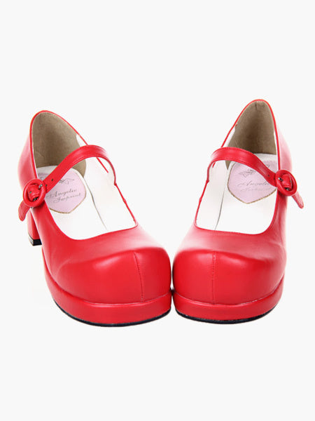 Sweet Chunky Heels Lolita Shoes Square Heels Platform Round Toe Strap