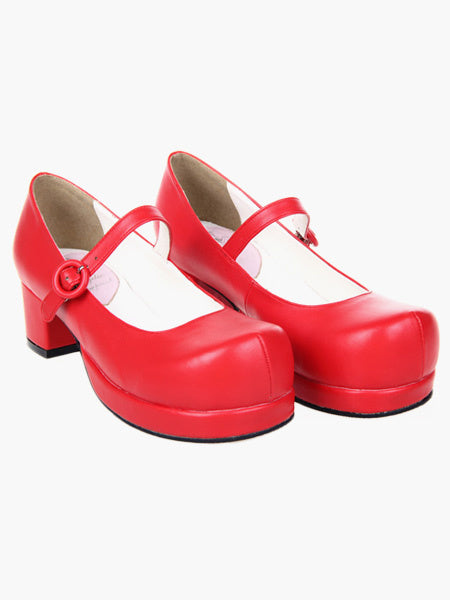 Sweet Chunky Heels Lolita Shoes Square Heels Platform Round Toe Strap