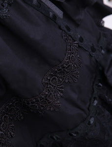 Gothic Lolita Dress JSK Black Ruffles Bow Lace Trim Lolita Jumper Skirt