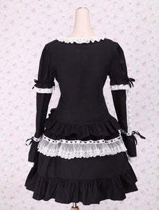 Cotton Black Lace Bow Lolita Dress Outfit