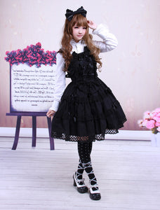 Cotton Black Sleeveless Gothic Lolita Dress