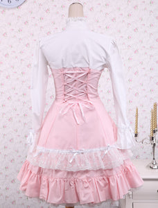 Cotton Pink And White Lace Classic Lolita Dress