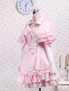 Sweet Pink Lotila OP Dress and Cape with Bows and Ruffles