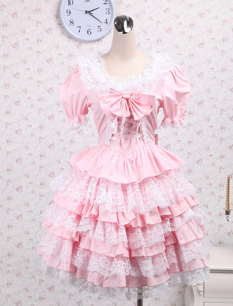 Cotton Pink Lace Sweet Lolita Dress