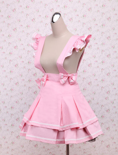 Pink Cotton Multi Layer Lolita Skirt